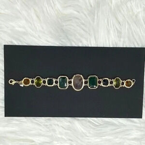 CAROLEE Multicolor Resin Acrylic Link Bracelet, 1990s Vintage, Monogram…